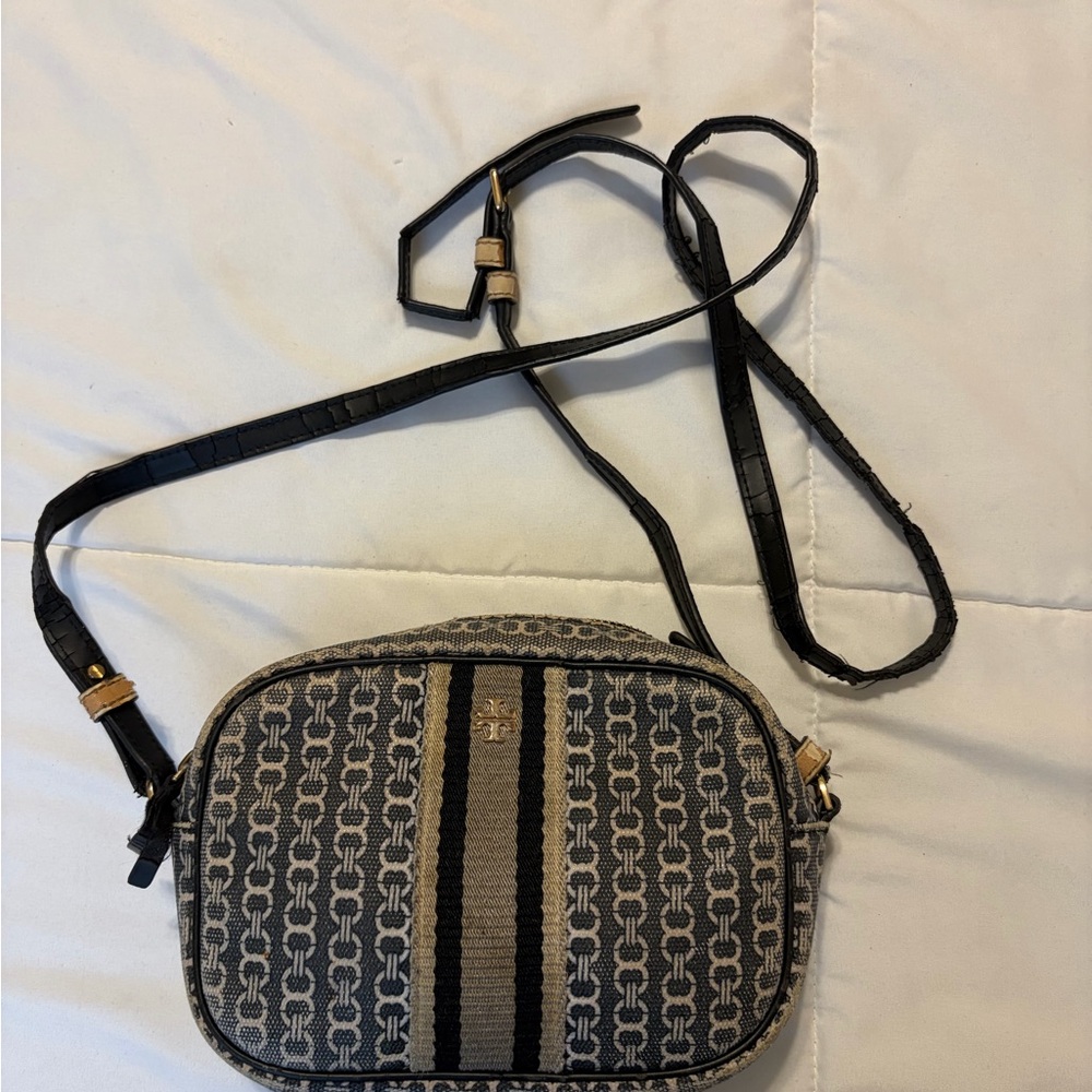 Tory Burch Black and Gray Patterned Crossbody Bag